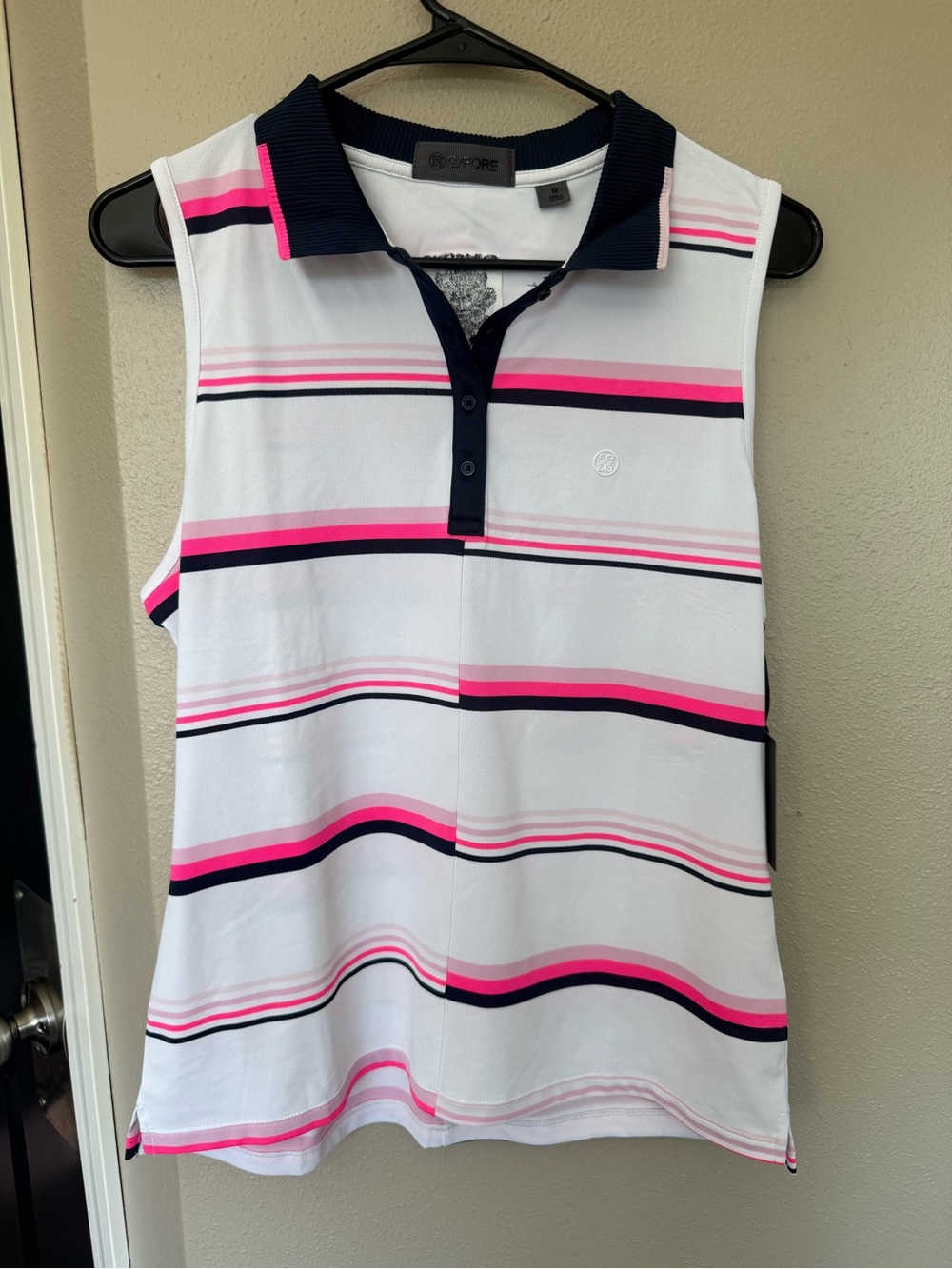Women’s medium G/FORE Offset Stripe Tech Piqué Sleeveless golf Polo